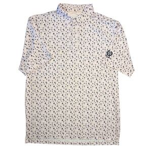 Straight Down Men’s Polo Large Palm Tree Sail Boat Print Pink